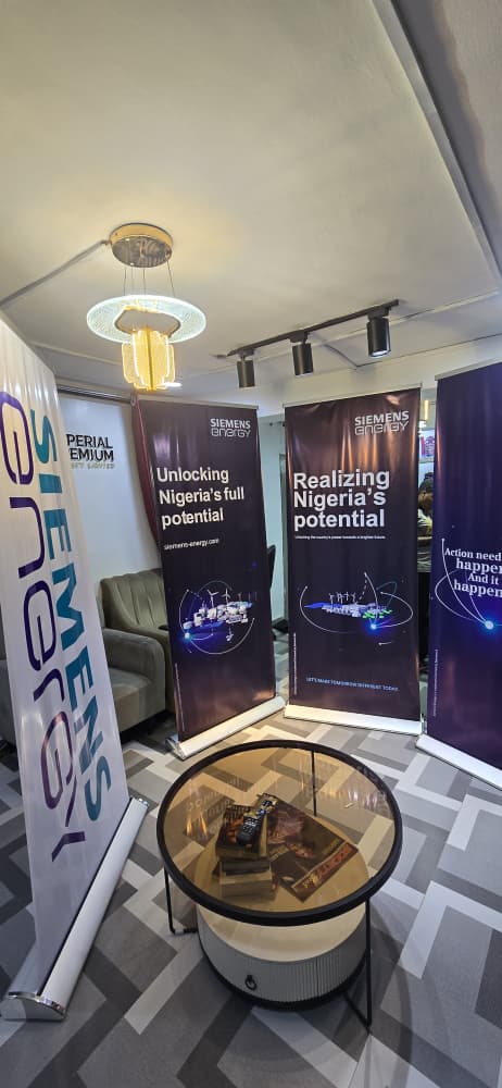 Set of Siemens Energy branded roll-up banners produced for a Nigeria stakeholder event